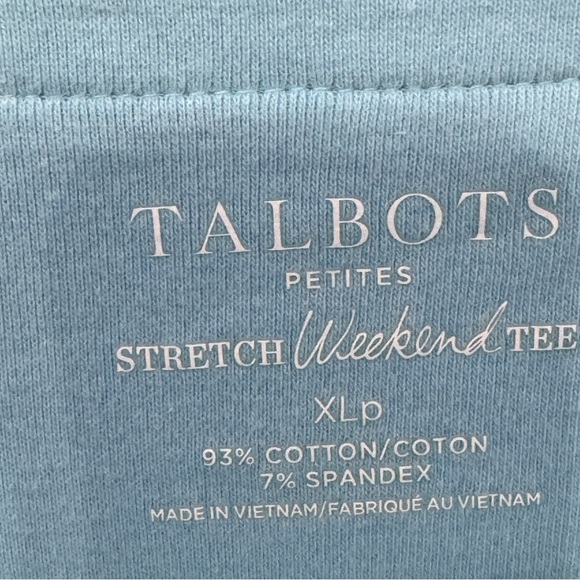 Talbots Petites XLp Blue Stretch Weekend Tee Short Sleeve Cotton Blend - Picture 3 of 4